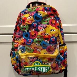 Sesame Street Multicolor Backpack Monsters Grover Oscar Cookie Big Bird Zip